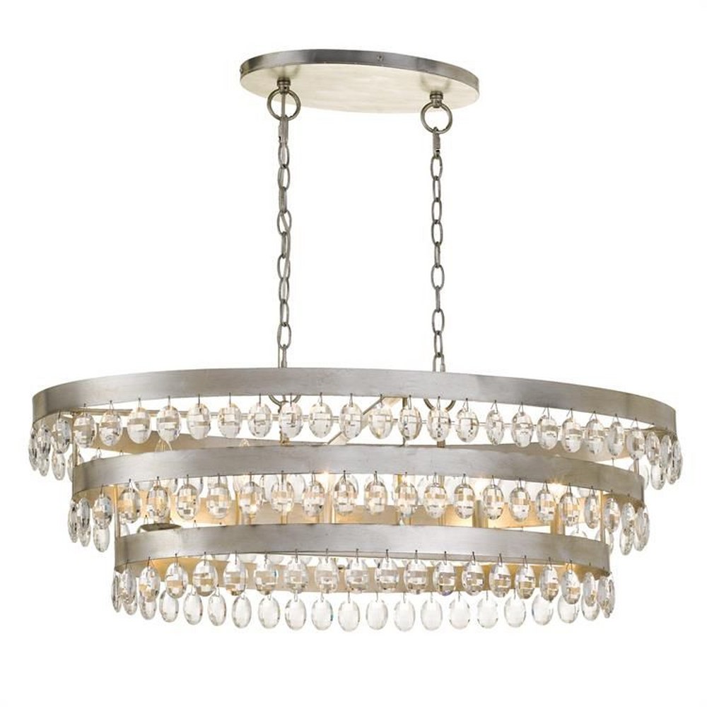 Crystorama Lighting-6107-SA-Perla - Six Light 3-Tier Chandelier in Classic Style - 36 Inches Wide by 13 Inches High Antique Silver  Antique Silver Finish with Clear Hand Cut Glass