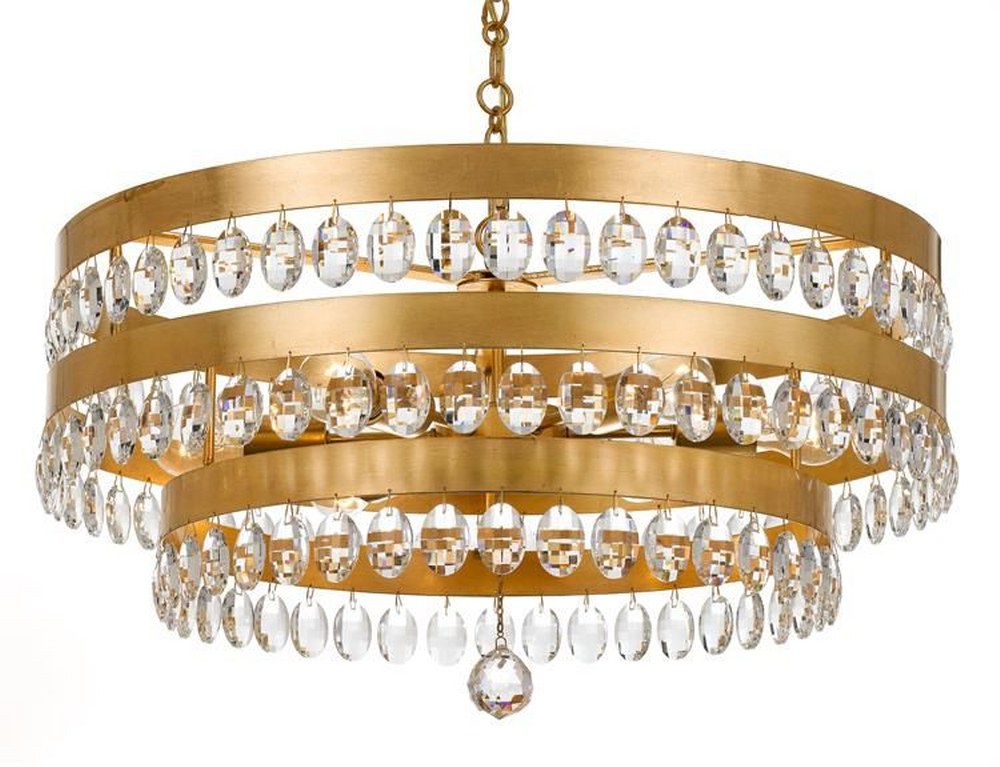 Crystorama Lighting-6108-GA-Perla - Six Light Chandelier in Classic Style - 26 Inches Wide by 14.25 Inches High Antique Gold  Antique Gold Finish