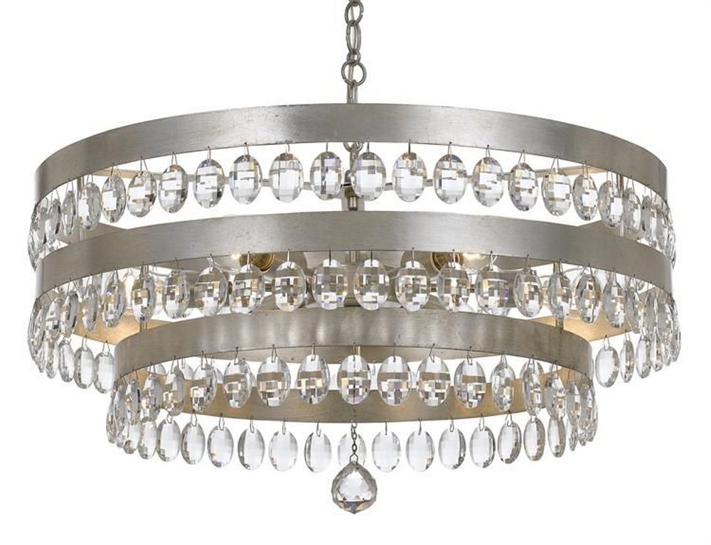 Crystorama Lighting-6108-SA-Perla - Six Light Chandelier in Classic Style - 26 Inches Wide by 14.25 Inches High Antique Silver  Antique Gold Finish