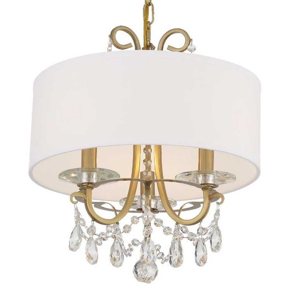 Crystorama Lighting-6623-VG-CL-MWP-Othello - 3 Light Chandelier in Classic Style - 15 Inches Wide by 15 Inches High Hand Cut Vibrant Gold Polished Chrome Finish