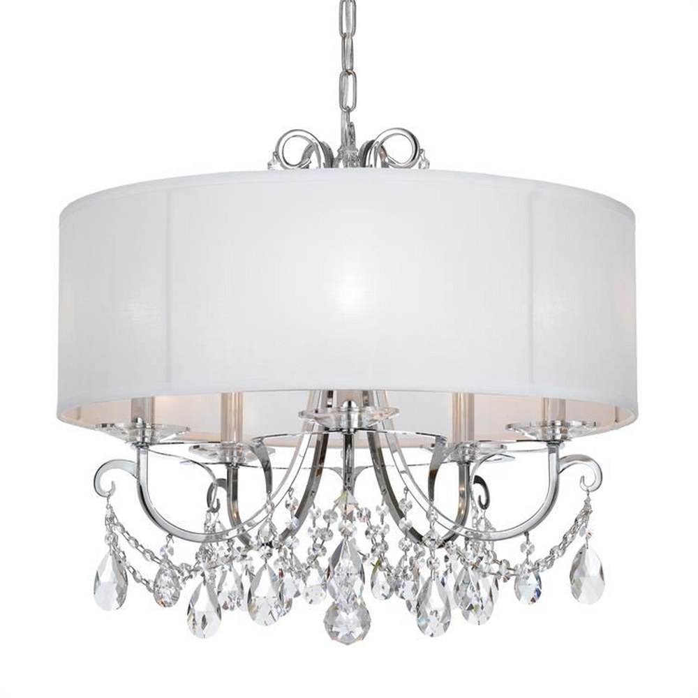 Crystorama Lighting-6625-CH-CL-MWP-Othello - 5 Light Chandelier in Classic Style - 24 Inches Wide by 21 Inches High Hand Cut Polished Chrome Polished Chrome Finish