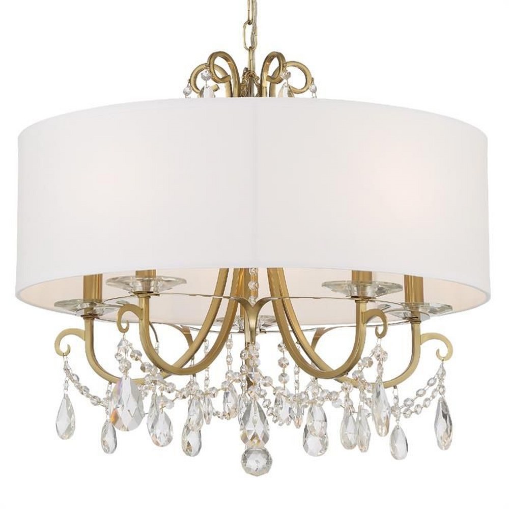 Crystorama Lighting-6625-VG-CL-MWP-Othello - 5 Light Chandelier in Classic Style - 24 Inches Wide by 21 Inches High Hand Cut Vibrant Gold Polished Chrome Finish