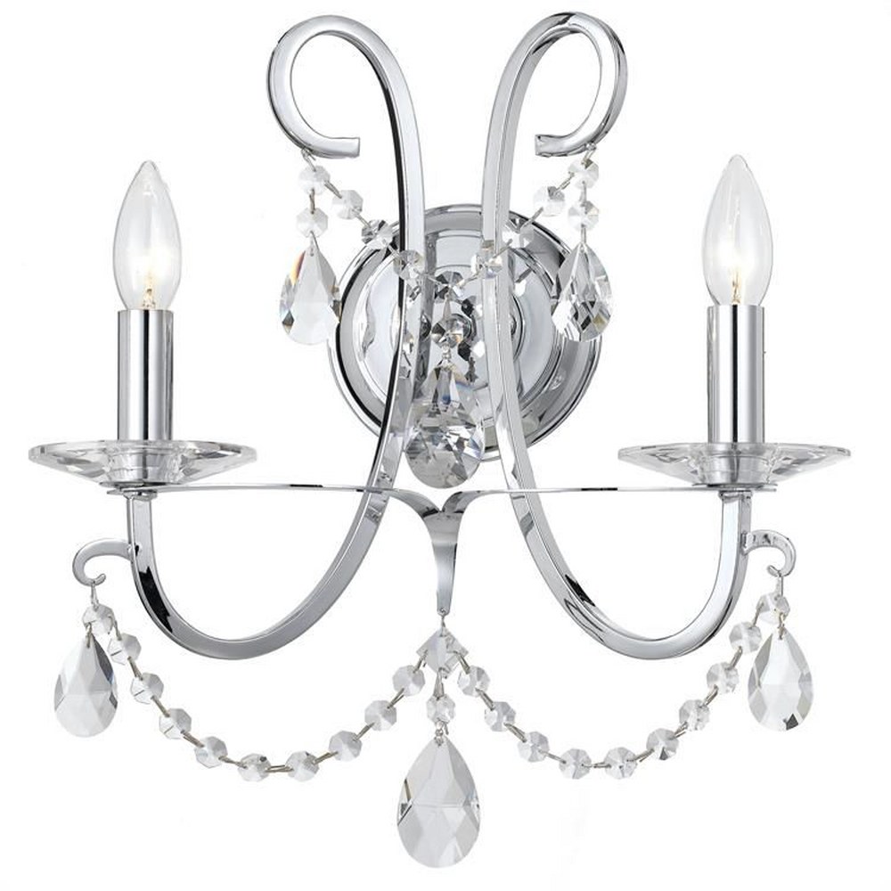 Crystorama Lighting-6822-CH-CL-MWP-Othello - Two Light Wall Sconce in Classic Style - 14 Inches Wide by 16 Inches High Polished Chrome Hand Cut Polished Chrome Finish