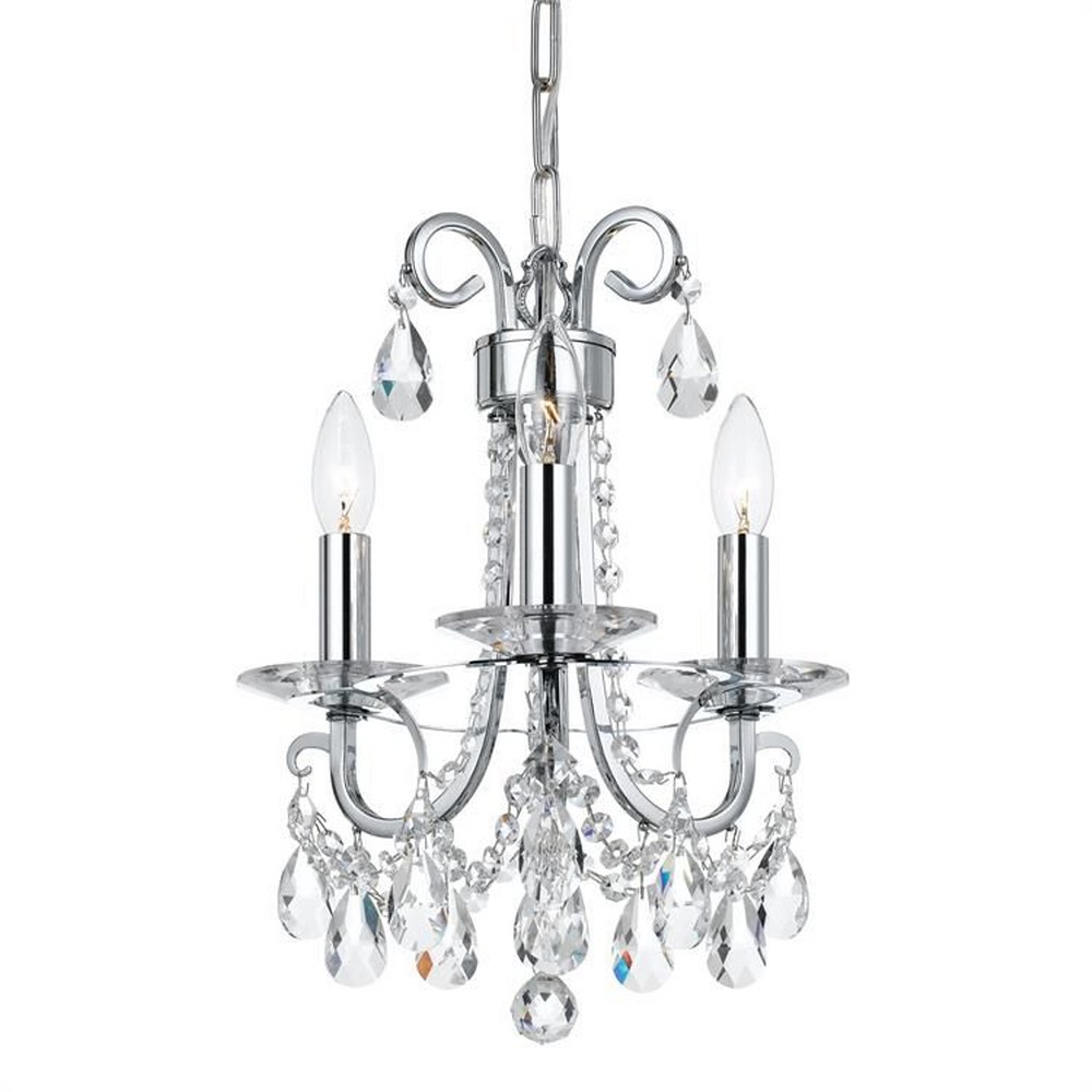 Crystorama Lighting-6823-CH-CL-MWP-Othello - Three Light Mini Chandelier in Classic Style - 13 Inches Wide by 15.5 Inches High Hand Cut Polished Chrome Polished Chrome Finish