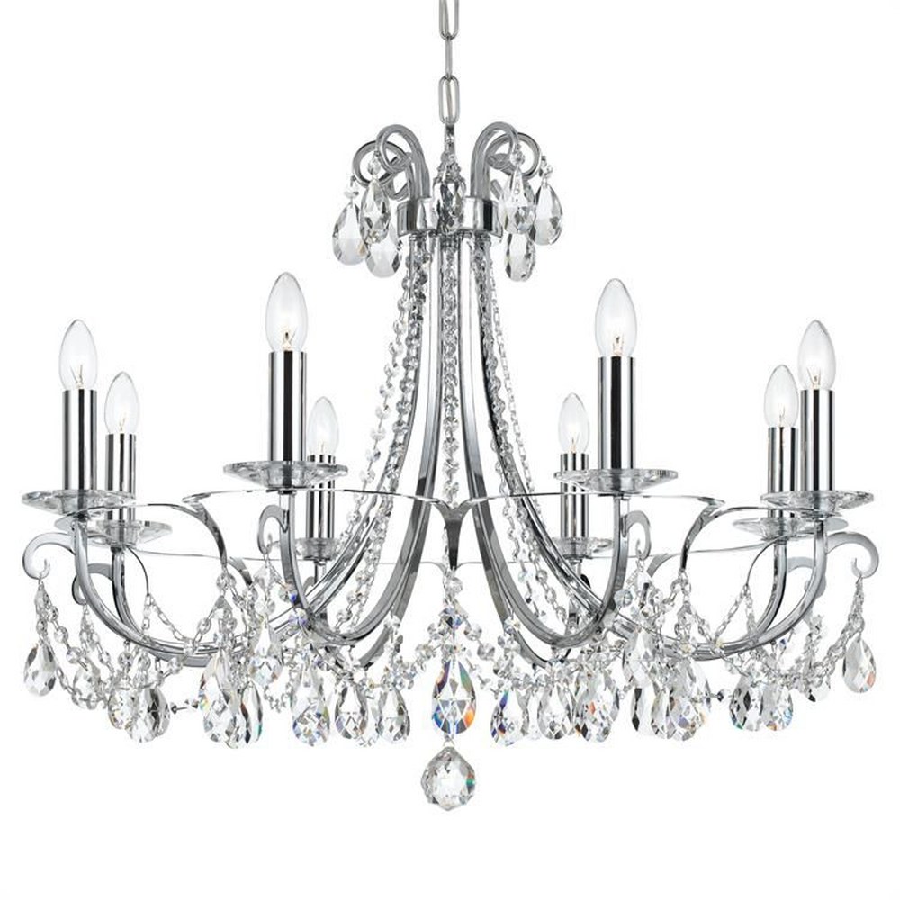 Crystorama Lighting-6828-CH-CL-MWP-Othello - Eight Light Chandelier in Traditional and Contemporary Style - 31 Inches Wide by 24.5 Inches High Hand Cut Polished Chrome Polished Chrome Finish