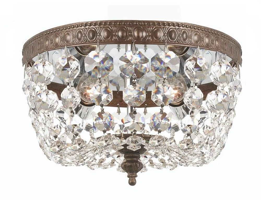 Crystorama Lighting-708-EB-CL-SAQ-Richmond - 2 Light Ceiling Mount in Traditional and Contemporary Style - 8 Inches Wide by 5.5 Inches High Clear Swarovski Spectra  English Bronze Finish