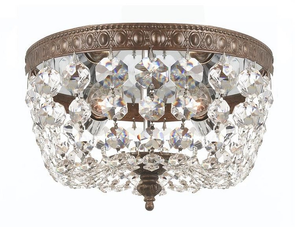 Crystorama Lighting-708-EB-CL-S-Richmond - 2 Light Ceiling Mount in Traditional and Contemporary Style - 8 Inches Wide by 5.5 Inches High Swarovski Strass English Bronze Olde Brass Finish