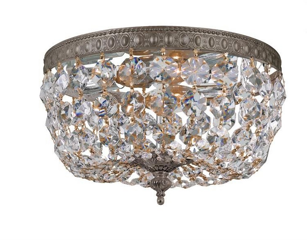 Crystorama Lighting-710-EB-CL-I-Richmond - Two Light Flush Mount in Classic Style - 10 Inches Wide by 7 Inches High Clear Italian Olde Brass Finish