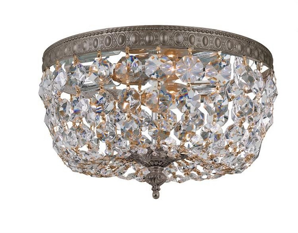Crystorama Lighting-710-EB-CL-MWP-Richmond - Two Light Flush Mount in Classic Style - 10 Inches Wide by 7 Inches High Clear Hand Cut Olde Brass Finish