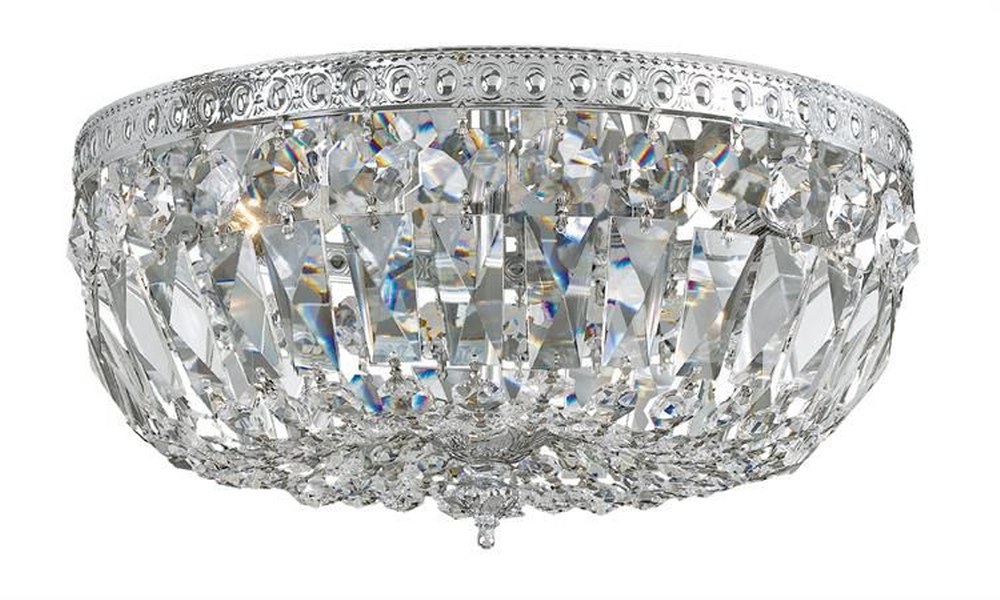 Crystorama Lighting-716-CH-CL-SAQ-Richmond - 3 Light Ceiling Mount in Traditional and Contemporary Style - 16 Inches Wide by 9 Inches High Swarovski Spectra Polished Chrome Olde Brass Finish