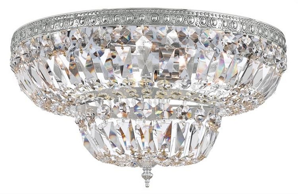 Crystorama Lighting-718-CH-CL-SAQ-Richmond - Four Light Flush Mount in Classic Style - 18 Inches Wide by 11 Inches High Swarovski Spectra Polished Chrome Olde Brass Finish