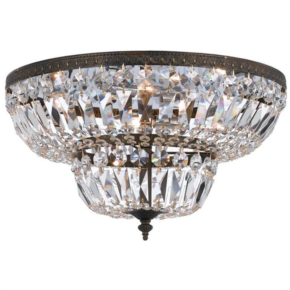 Crystorama Lighting-718-EB-CL-S-Richmond - Four Light Flush Mount in Classic Style - 18 Inches Wide by 11 Inches High Swarovski Strass English Bronze Olde Brass Finish