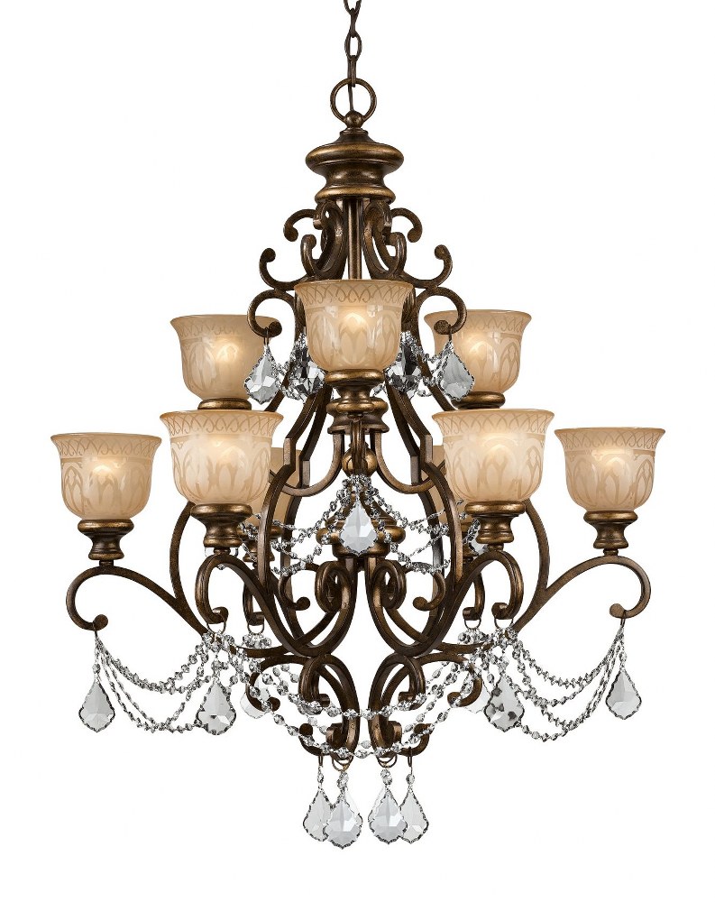 Crystorama Lighting-7509-BU-CL-I-Norwalk - Nine Light Chandelier Clear Italian Bronze Umber Finish