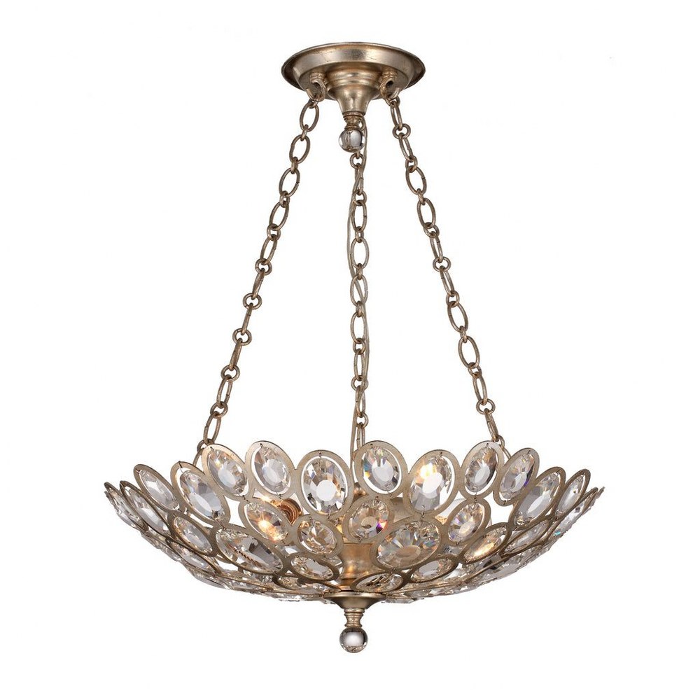 Crystorama Lighting-7584-DT-Sterling - Three Light Chandelier In Classic Style - 20.25 Inches Wide By 12 Inches High   Distressed Twilight Finish with Hand Cut Crystal