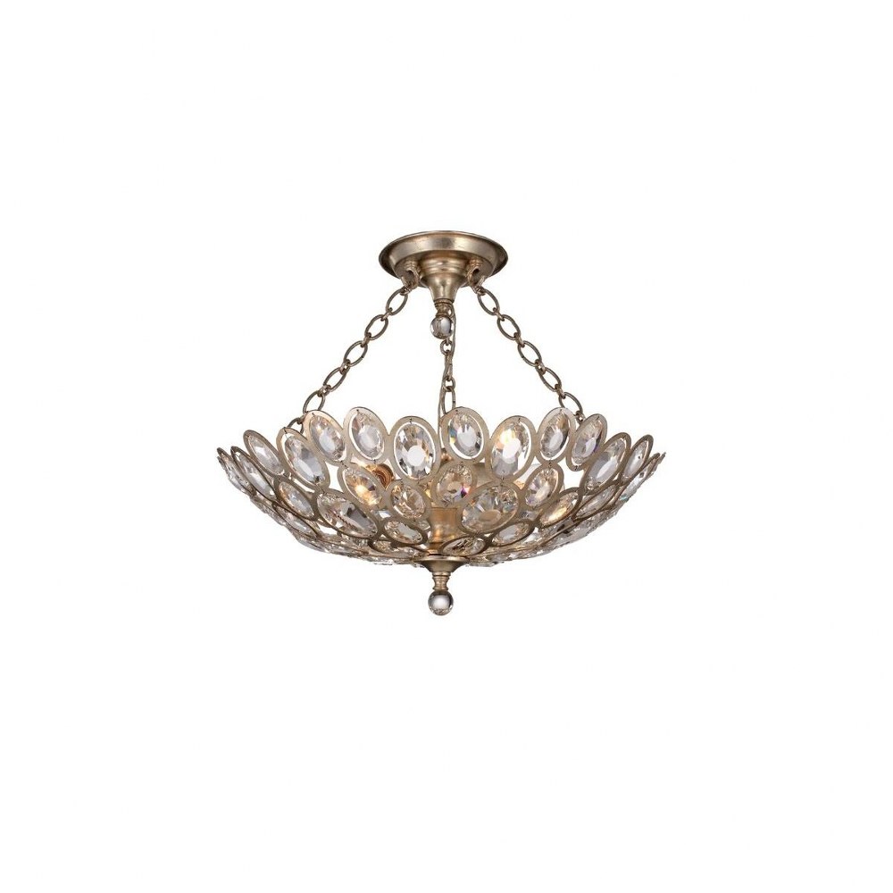 Crystorama Lighting-7584-DT_CEILING-Sterling - Three Light Flush Mount In Classic Style - 20.25 Inches Wide By 12 Inches High   Distressed Twilight Finish with Hand Cut Crystal