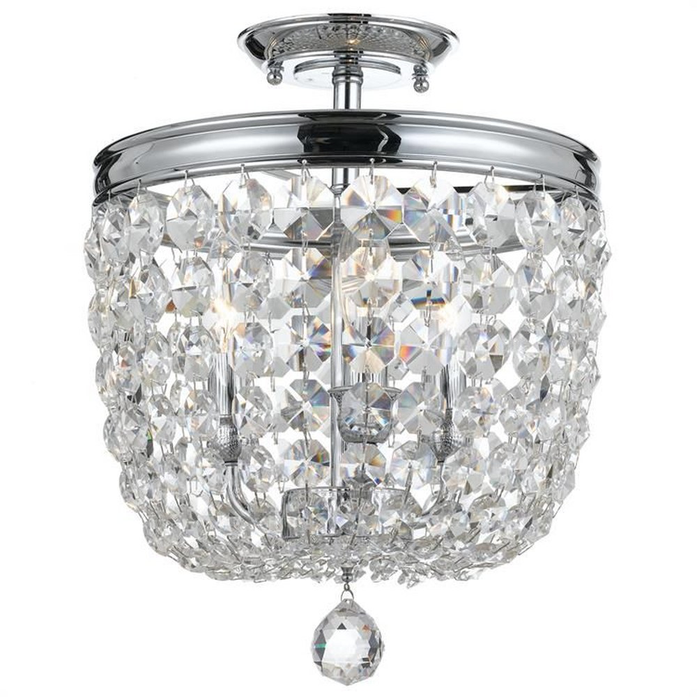 Crystorama Lighting-783-CH-CL-SAQ-Archer - Three Light Flush Mount in Traditional and Contemporary Style - 11.5 Inches Wide by 14.37 Inches High Swarovski Spectra Polished Chrome Polished Chrome Finis