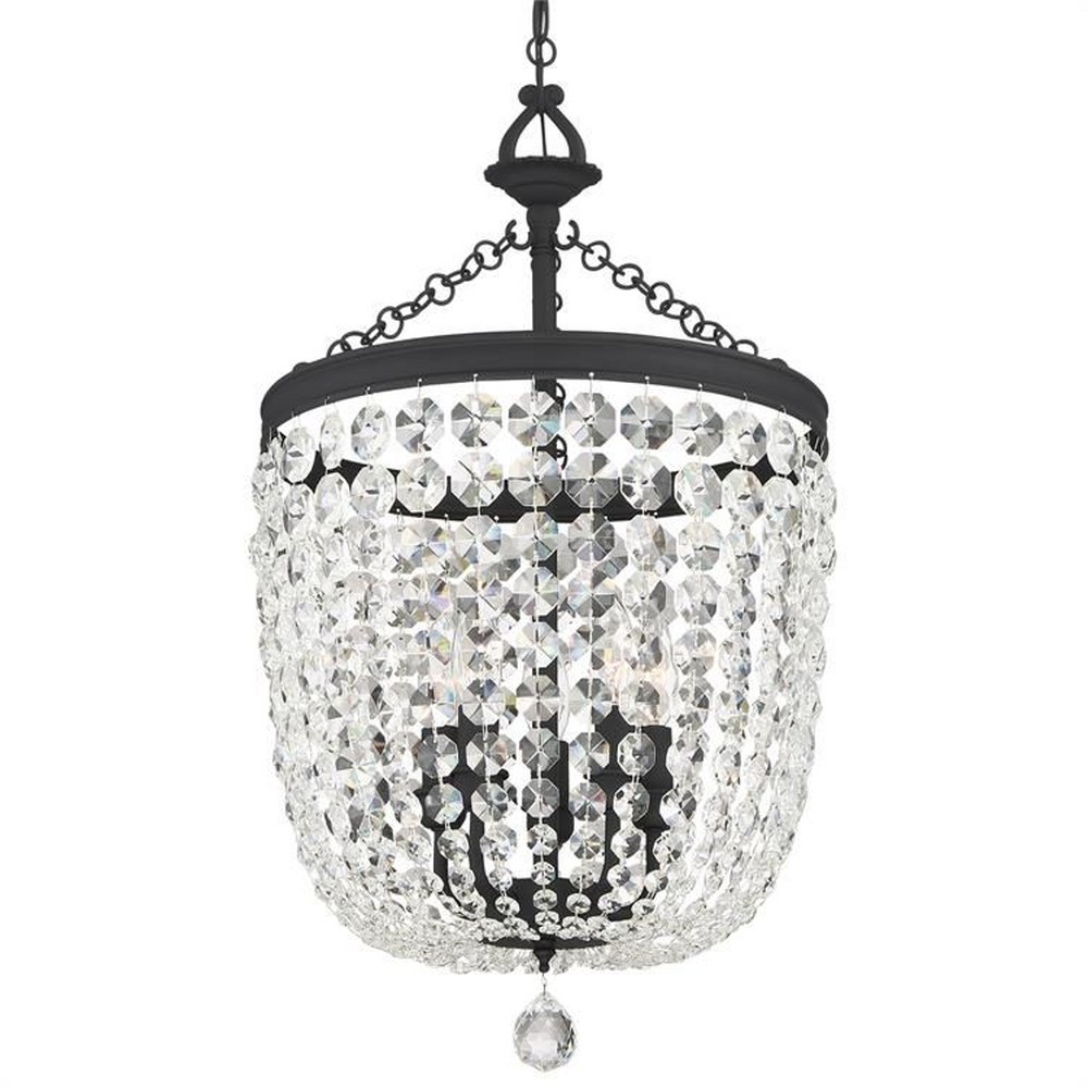 Crystorama Lighting-785-BF-CL-MWP-Archer - Five Light Chandelier in Classic Style - 14.75 Inches Wide by 24.87 Inches High Hand Cut Black Forged Polished Chrome Finish