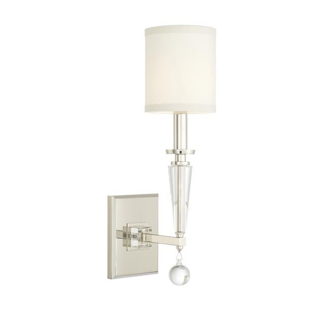 Crystorama Lighting-8101-PN-Paxton - One Light Wall Sconce Polished Nickel  Polished Nickel Finish with White Linen Shade