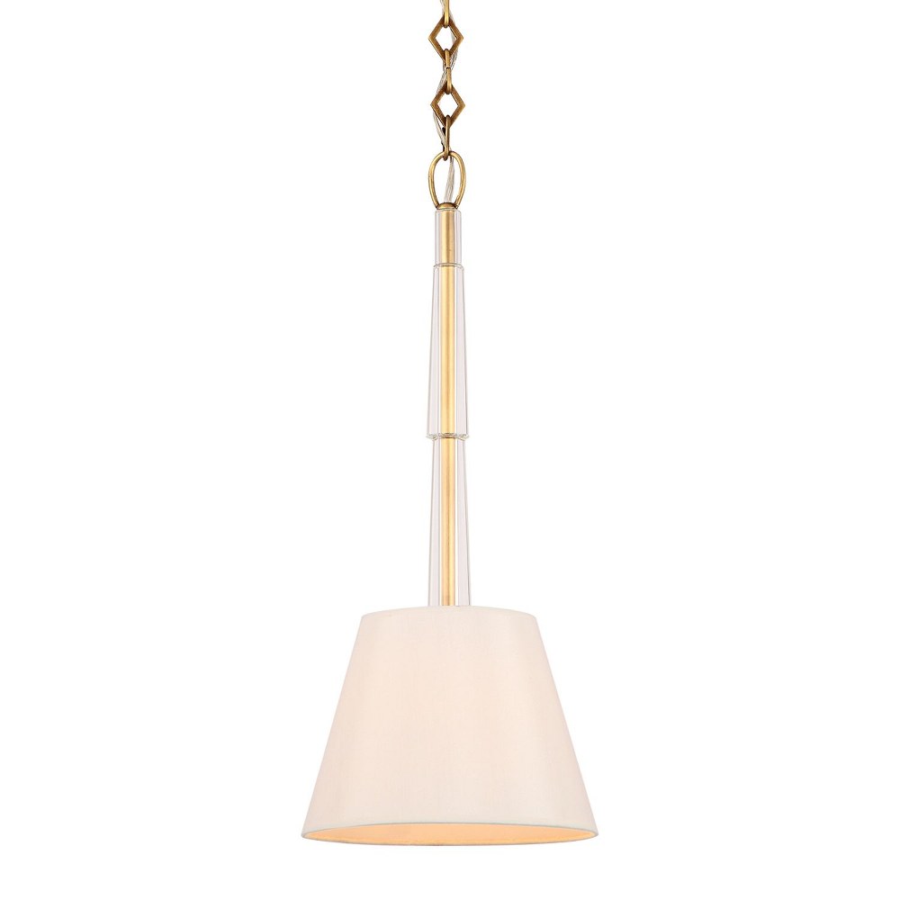 Crystorama Lighting-8701-AG-Lawson - One Light Pendant In Classic Style - 10 Inches Wide By 23.5 Inches High   Aged Brass Finish with Ivory Linen Shade