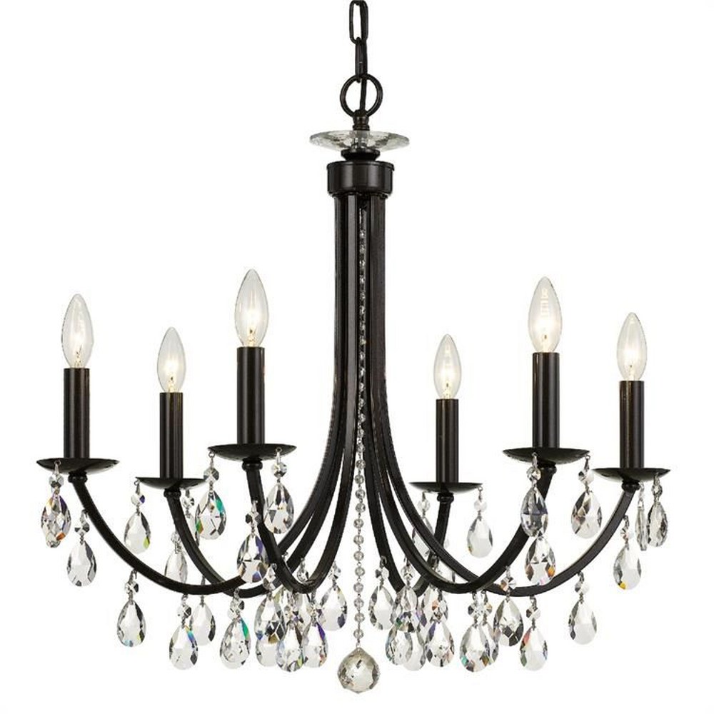 Crystorama Lighting-8826-VZ-CL-MWP-Bridgehampton - 6 Light Chandelier in Classic Style - 26 Inches Wide by 26 Inches High Hand Cut Vibrant Bronze Polished Chrome Finish