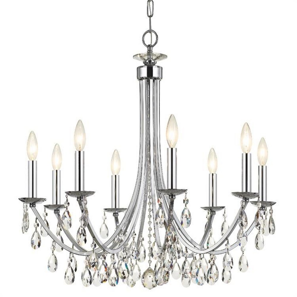 Crystorama Lighting-8828-CH-CL-MWP-Bridgehampton - 8 Light Chandelier in Traditional and Contemporary Style - 28 Inches Wide by 29 Inches High Hand Cut Polished Chrome Polished Chrome Finish