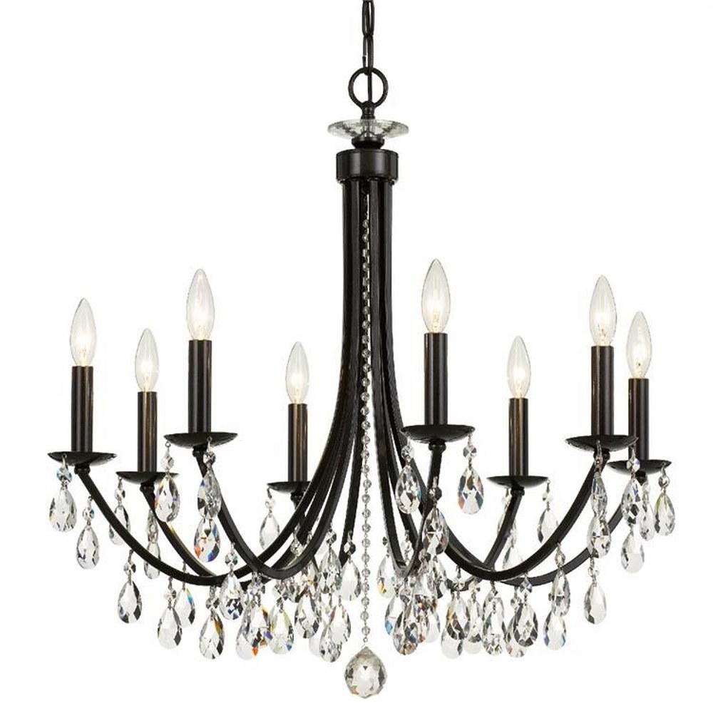 Crystorama Lighting-8828-VZ-CL-MWP-Bridgehampton - 8 Light Chandelier in Traditional and Contemporary Style - 28 Inches Wide by 29 Inches High Hand Cut Vibrant Bronze Polished Chrome Finish