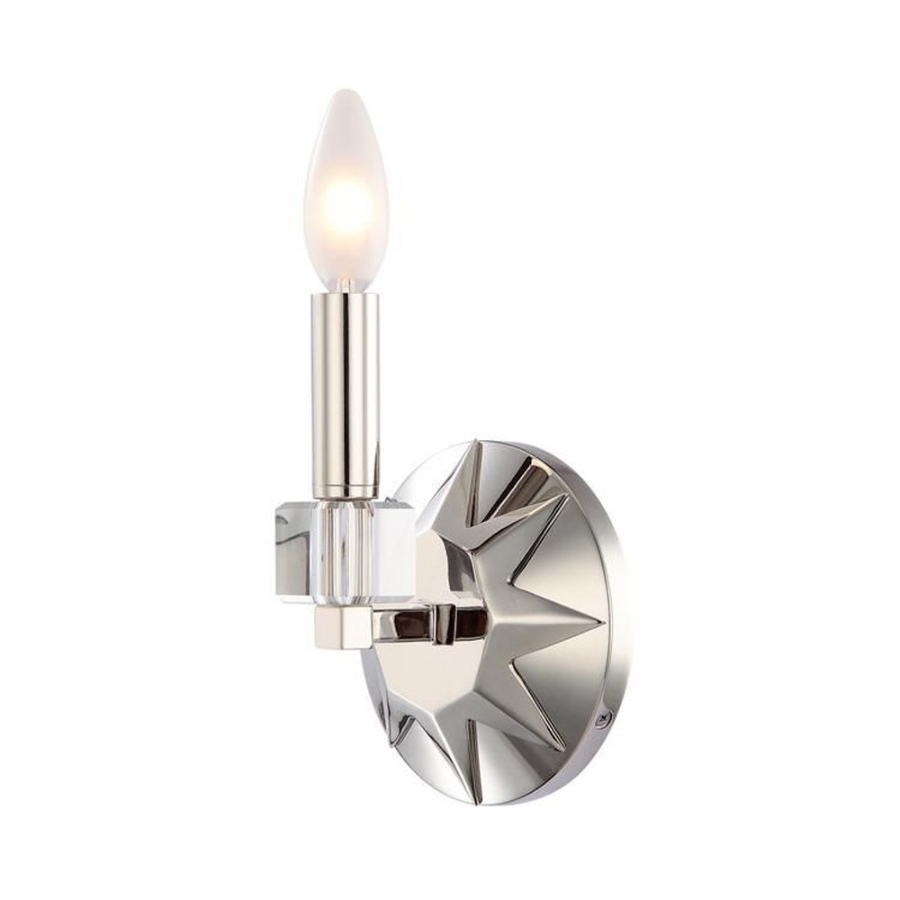 Crystorama Lighting-8851-PN-Carson - One Light Wall Sconce In Traditional And Contemporary Style - 5 Inches Wide By 7.5 Inches High   Polished Nickel Finish with Lucite Cube Crystal