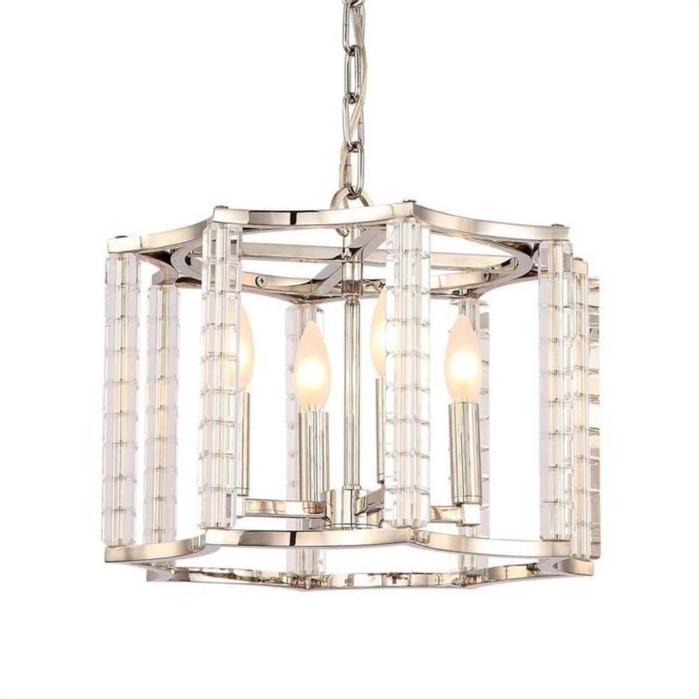 Crystorama Lighting-8854-PN-Carson - Four Light Chandelier   Polished Nickel Finish with Crystal Cubes Crystal