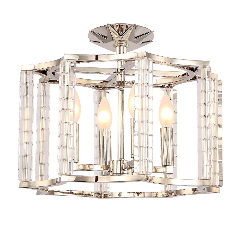 Crystorama Lighting-8854-PN_CEILING-Carson - Four Light Flush Mount   Polished Nickel Finish with Lucite Cube Crystal