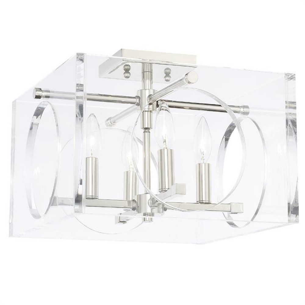 Crystorama Lighting-8870-PN-Drake - Four Light Flush Mount In Classic Style - 15 Inches Wide By 10.5 Inches High   Polished Nickel Finish with Clear Glass