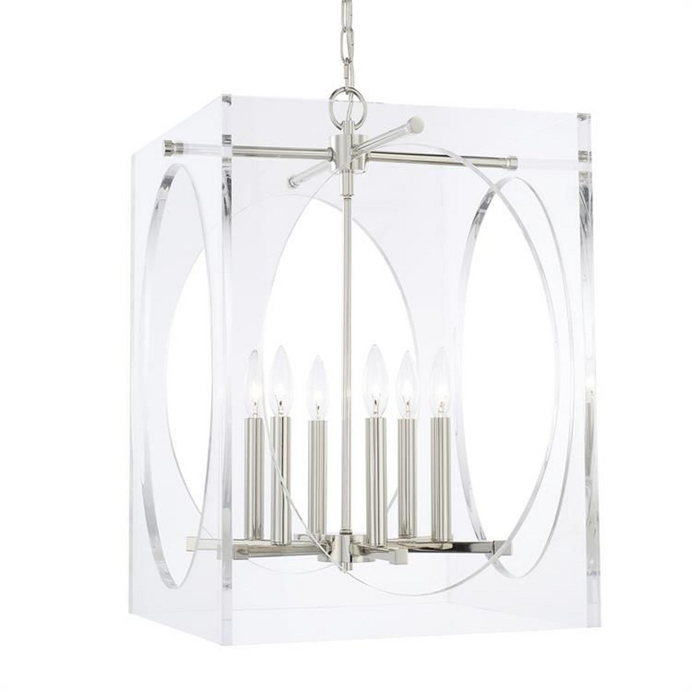 Crystorama Lighting-8876-PN-Drake - Six Light Chandelier In Traditional And Contemporary Style - 18.75 Inches Wide By 23 Inches High   Polished Nickel Finish