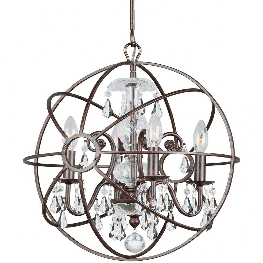 Crystorama Lighting-9025-EB-CL-S-Solaris - Four Light Mini Chandelier in Minimalist Style - 17 Inches Wide by 18.75 Inches High Clear Swarovski Strass English Bronze Finish