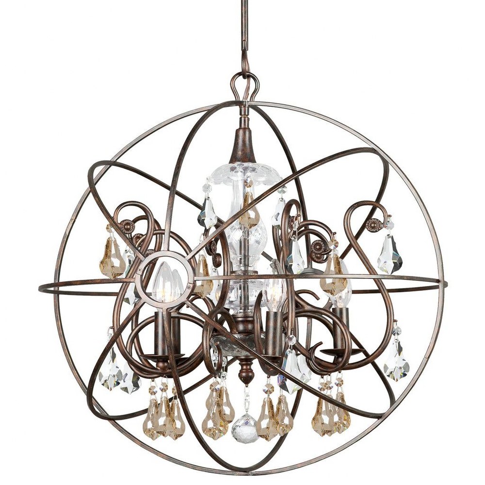 Crystorama Lighting-9026-EB-GS-MWP-Solaris - Five Light Chandelier in Classic Style - 22 Inches Wide by 23.75 Inches High Golden Shadow Hand Cut English Bronze Finish