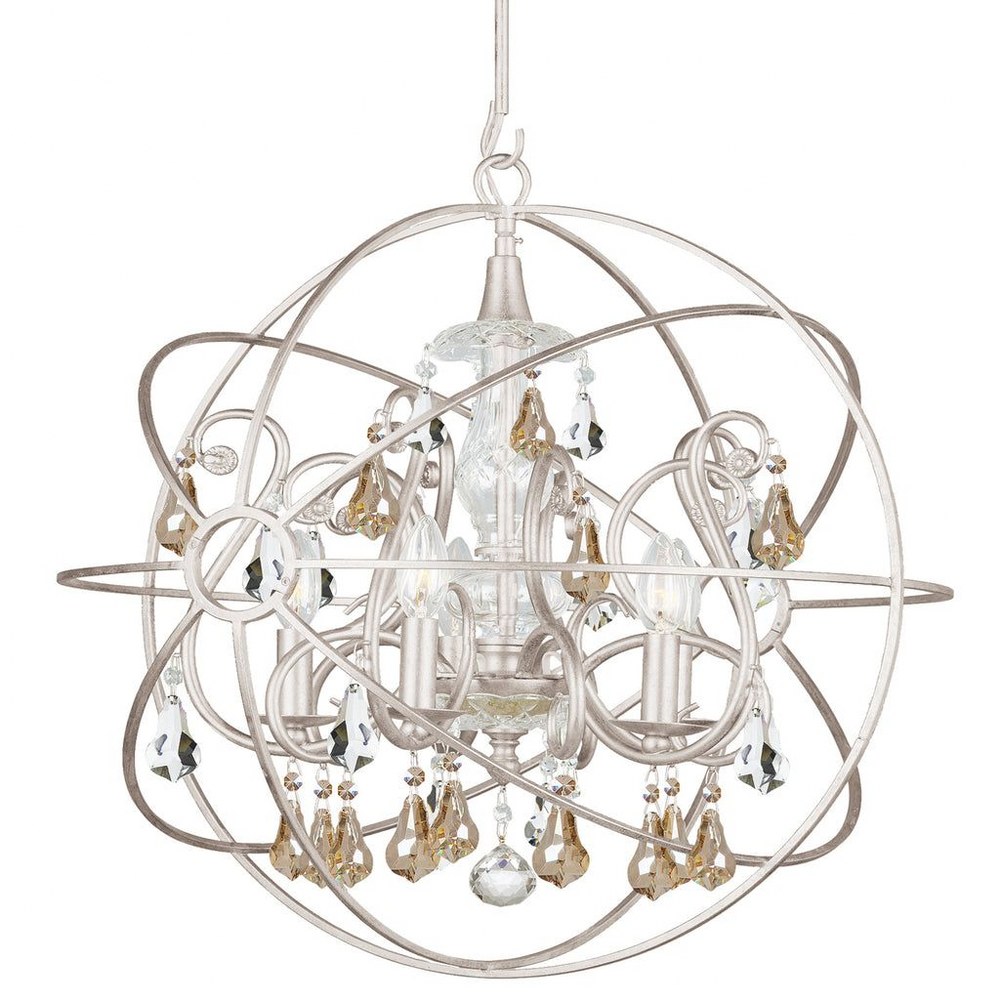 Crystorama Lighting-9026-OS-GS-MWP-Solaris - Five Light Chandelier in Classic Style - 22 Inches Wide by 23.75 Inches High Golden Shadow Hand Cut English Bronze Finish