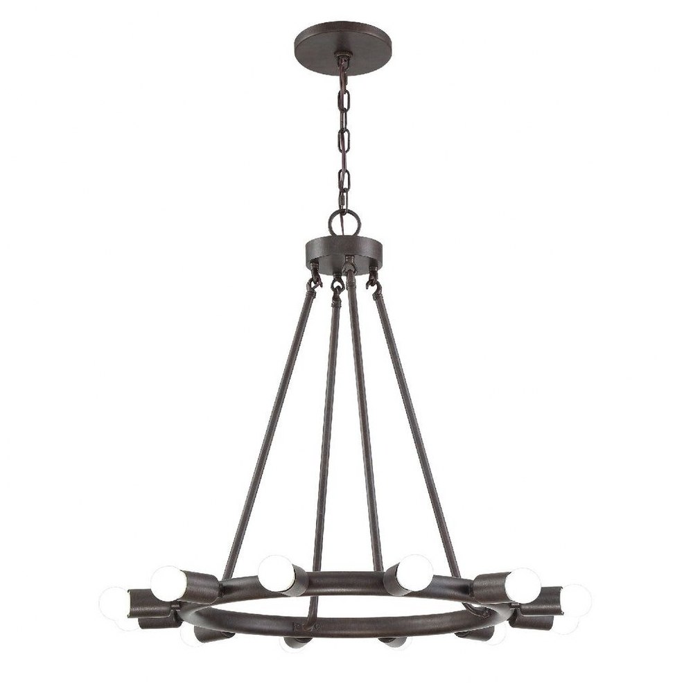 Crystorama Lighting-9045-CZ-Dakota - 12 Light Chandelier in Minimalist Style - 23 Inches Wide by 25 Inches High Charcoal Bronze  Charcoal Bronze Finish