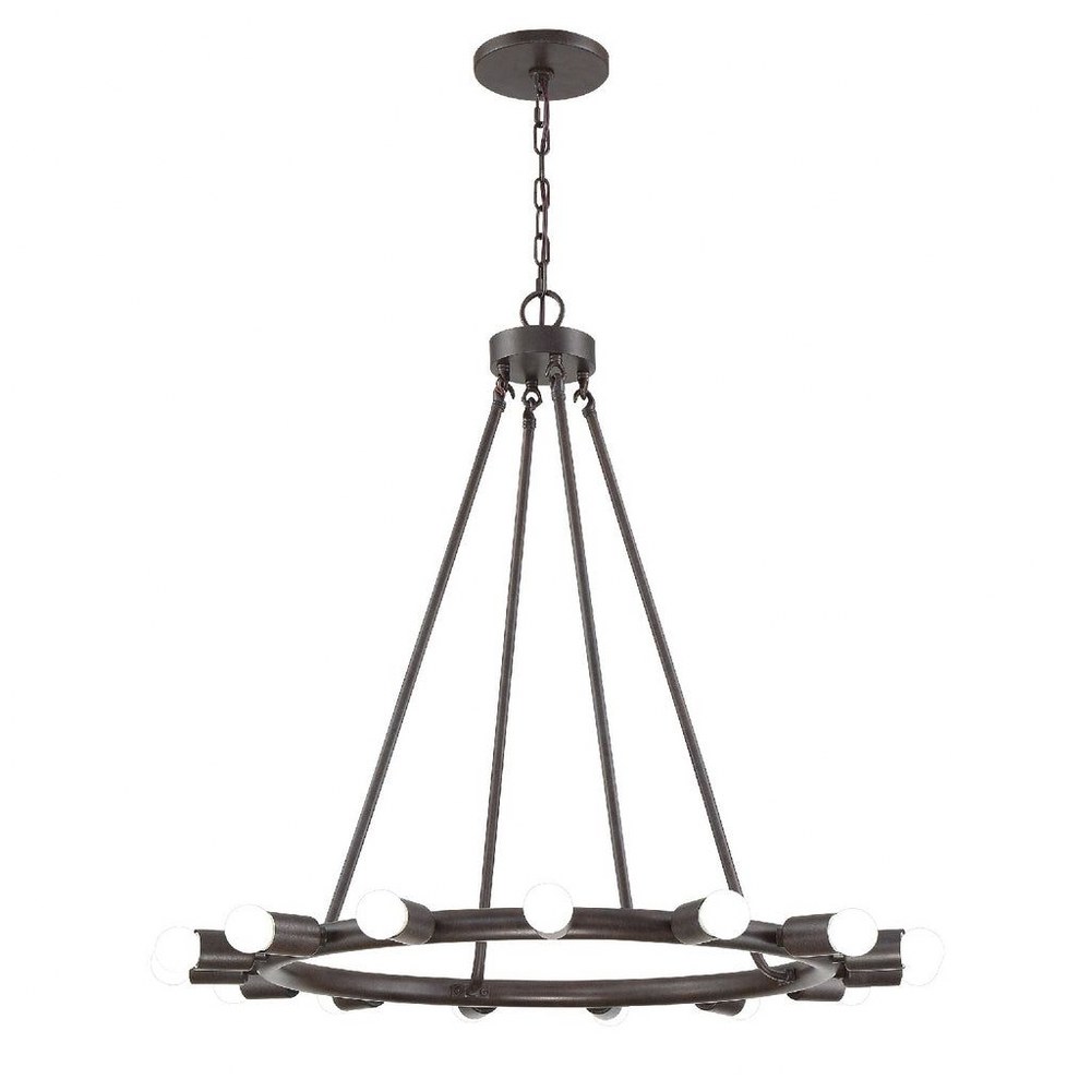 Crystorama Lighting-9046-CZ-Dakota - 15 Light Chandelier in Minimalist Style - 28 Inches Wide by 30 Inches High Charcoal Bronze  Charcoal Bronze Finish