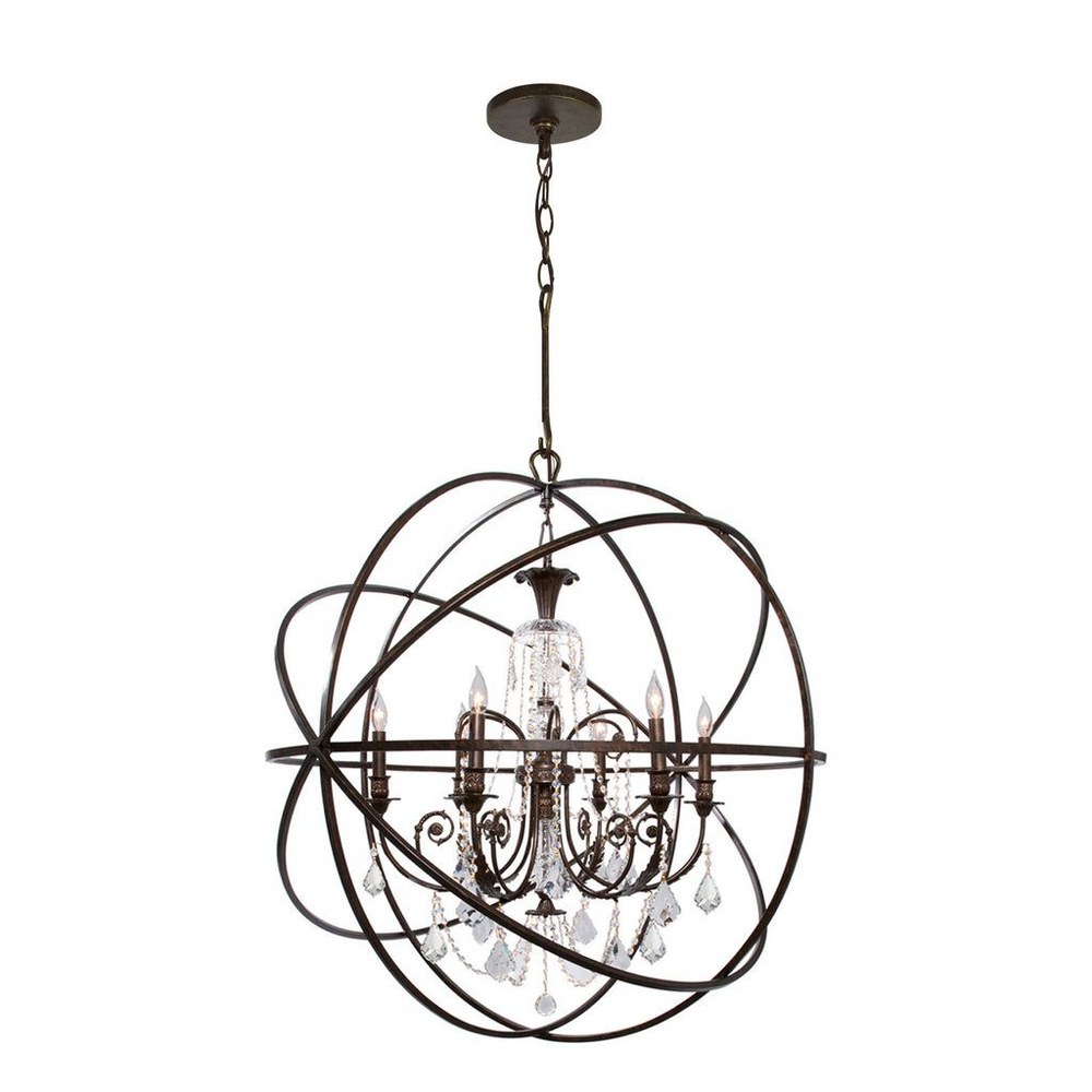 Crystorama Lighting-9219-EB-CL-MWP-Solaris - Six Light Chandelier in Traditional and Contemporary Style - 40 Inches Wide by 42 Inches High Hand Cut English Bronze Olde Silver Finish