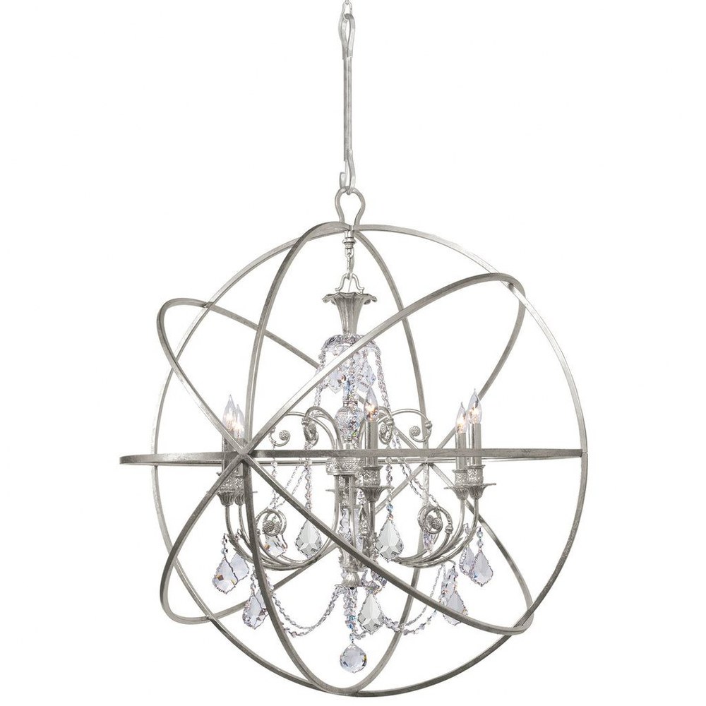 Crystorama Lighting-9219-OS-CL-MWP-Solaris - Six Light Chandelier in Traditional and Contemporary Style - 40 Inches Wide by 42 Inches High Hand Cut Olde Silver Olde Silver Finish