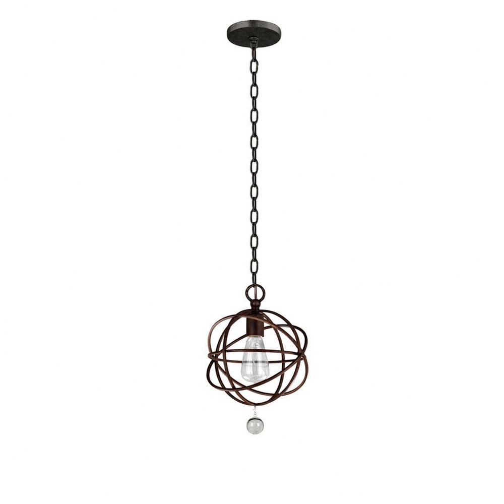 Crystorama Lighting-9220-EB-Solaris - One Light Pendant Light in Traditional and Contemporary Style - 9 Inches Wide by 14 Inches High   English Bronze Finish