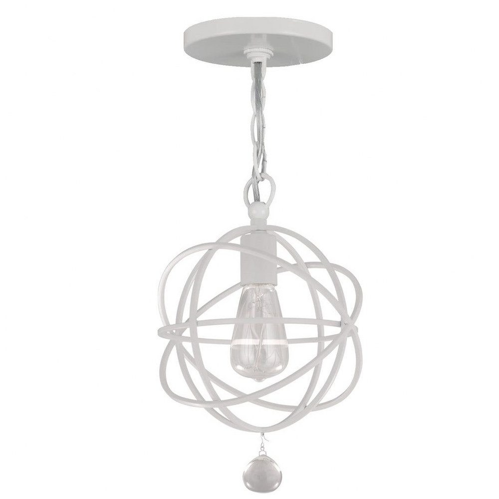 Crystorama Lighting-9220-WW-Solaris - One Light Pendant Light in Traditional and Contemporary Style - 9 Inches Wide by 14 Inches High Wet White  Olde Silver Finish