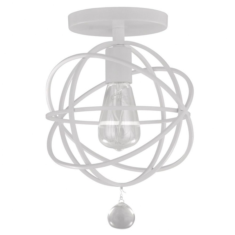 Crystorama Lighting-9220-WW_CEILING-Solaris - One Light Flush Mount in Traditional and Contemporary Style - 9 Inches Wide by 13 Inches High Wet White  Wet White Finish with Clear Drop Crystal