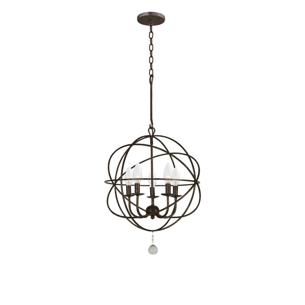 Crystorama Lighting-9224-EB-Solaris - Five Light Mini Chandelier in Minimalist Style - 17 Inches Wide by 23 Inches High   English Bronze Finish