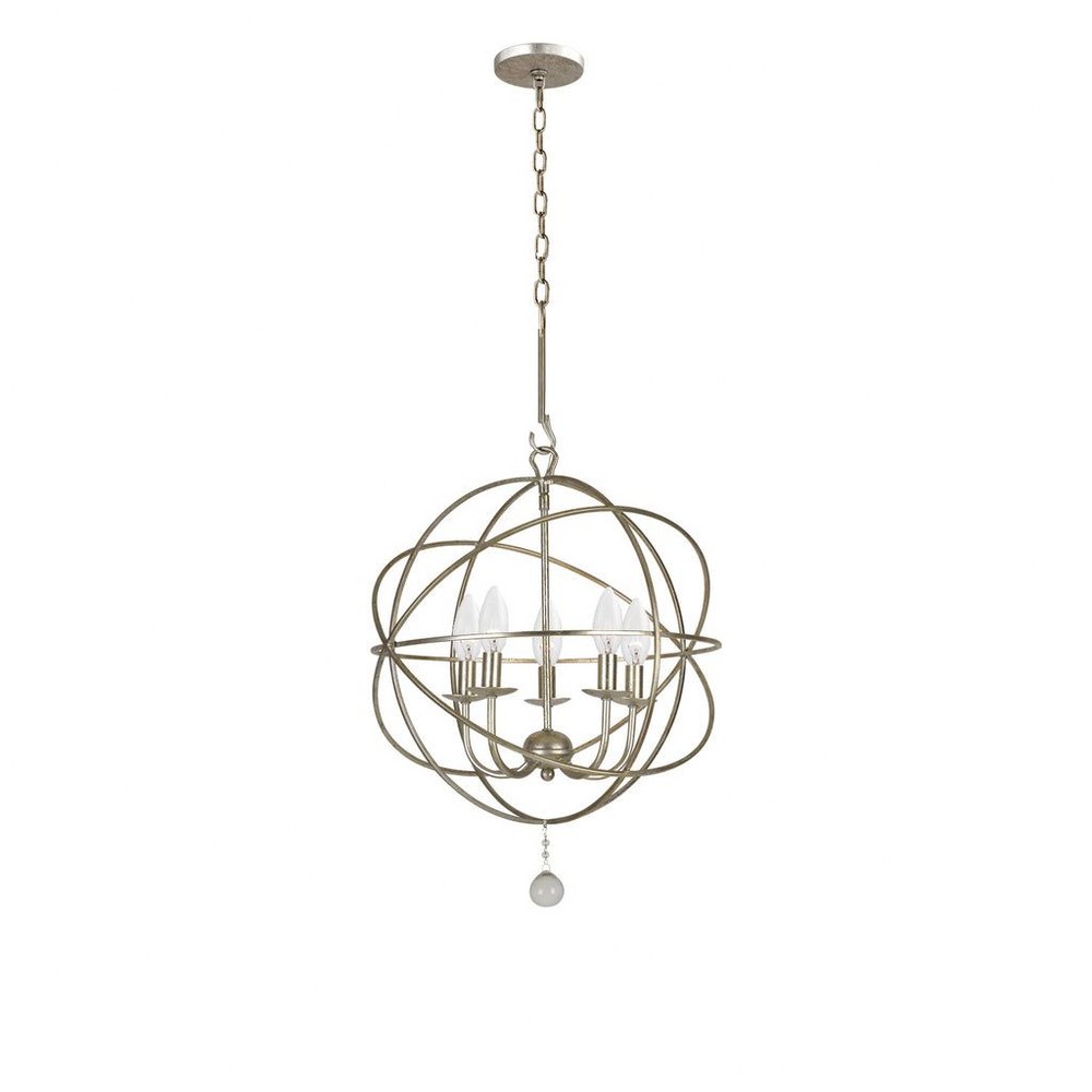 Crystorama Lighting-9224-OS-Solaris - Five Light Mini Chandelier in Minimalist Style - 17 Inches Wide by 23 Inches High   Olde Silver Finish
