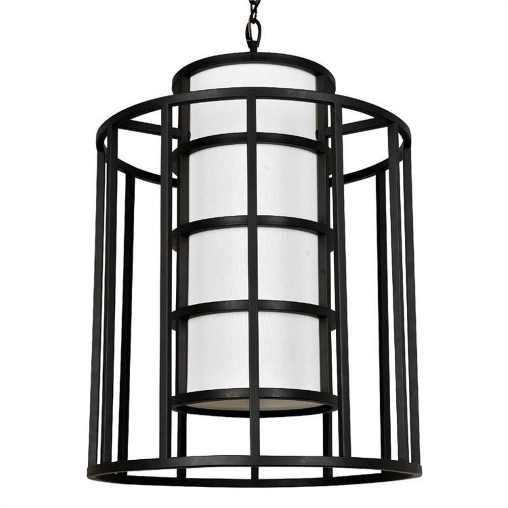 Crystorama Lighting-9597-MK-Hulton - Six Light Chandelier In Classic Style - 21 Inches Wide By 28 Inches High   Matte Black Finish with White Fabric Shade