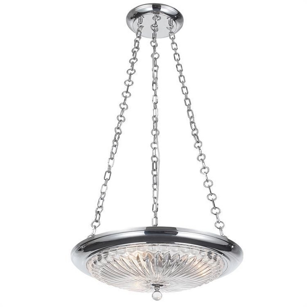 Crystorama Lighting-9943-CH-Celina - Three Light Pendant in Classic Style - 19.5 Inches Wide by 11.5 Inches High Polished Chrome  Polished Chrome Finish with Clear Glass