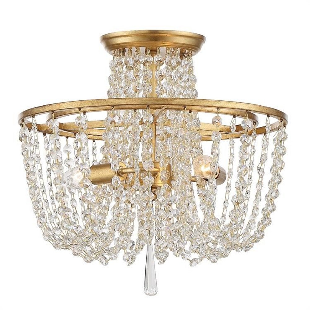 Crystorama Lighting-ARC-1900-GA-CL-MWP-Arcadia - 3 Light Flush Mount Hand Cut Antique Gold Antique Silver Finish with Clear Hand Cut Crystal