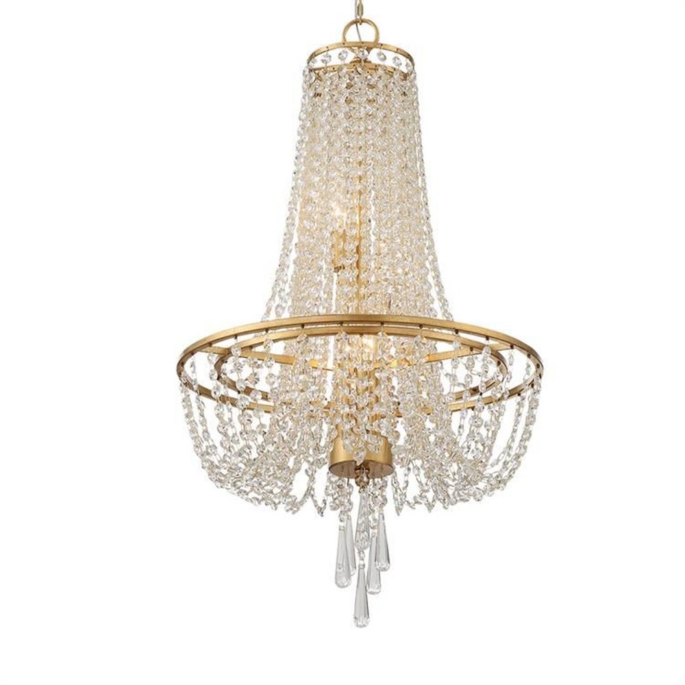 Crystorama Lighting-ARC-1907-GA-CL-MWP-Arcadia - 4 Light Chandelier Hand Cut Antique Gold Antique Silver Finish with Clear Hand Cut Crystal