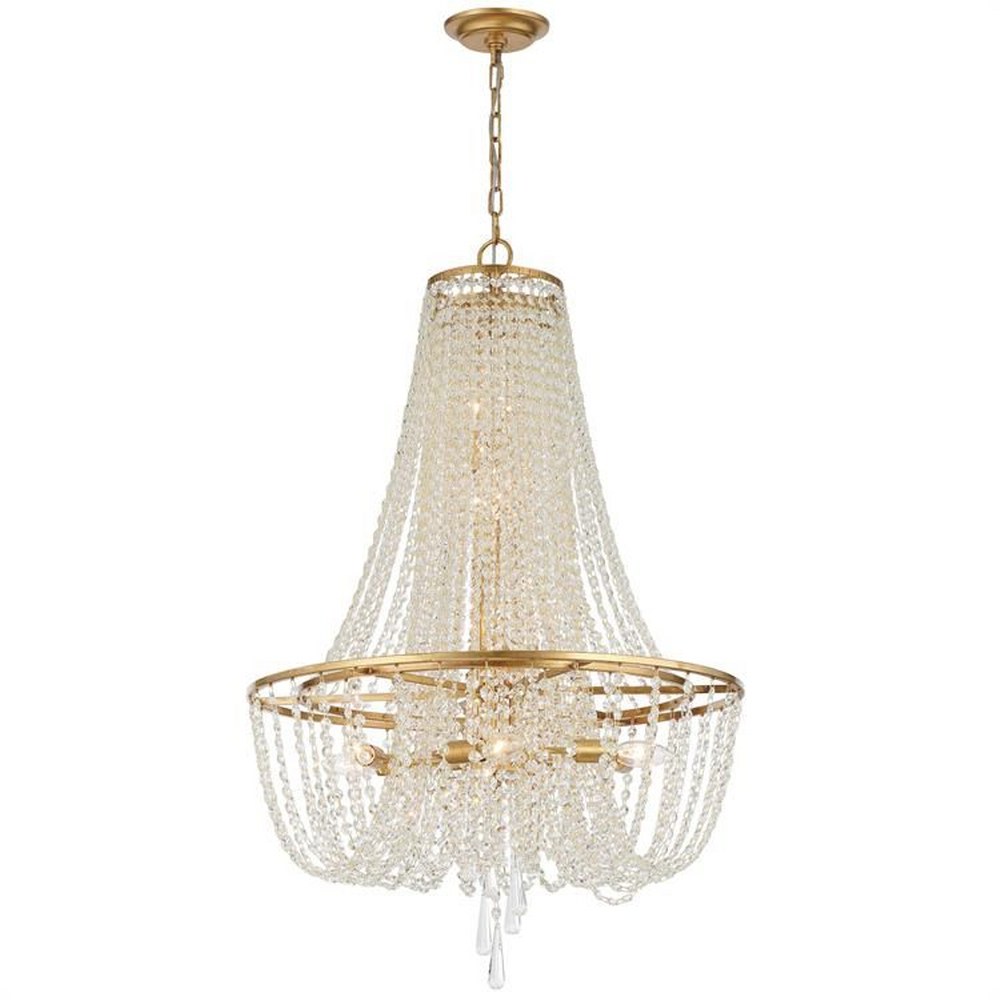 Crystorama Lighting-ARC-1917-GA-CL-MWP-Arcadia - 9 Light 4-Tier Chandelier Hand Cut Antique Gold Antique Gold Finish with Hand Cut Crystal