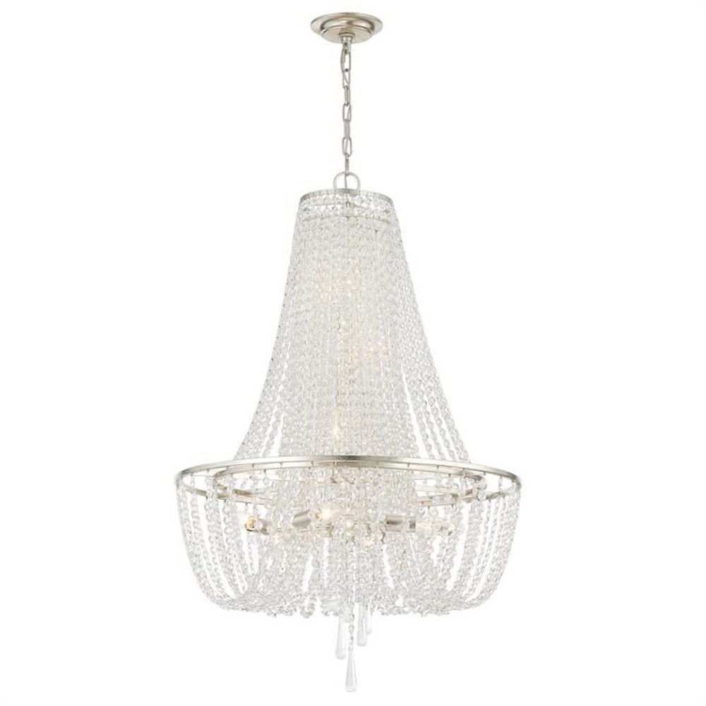 Crystorama Lighting-ARC-1917-SA-CL-MWP-Arcadia - 9 Light 4-Tier Chandelier Hand Cut Antique Silver Antique Gold Finish with Hand Cut Crystal