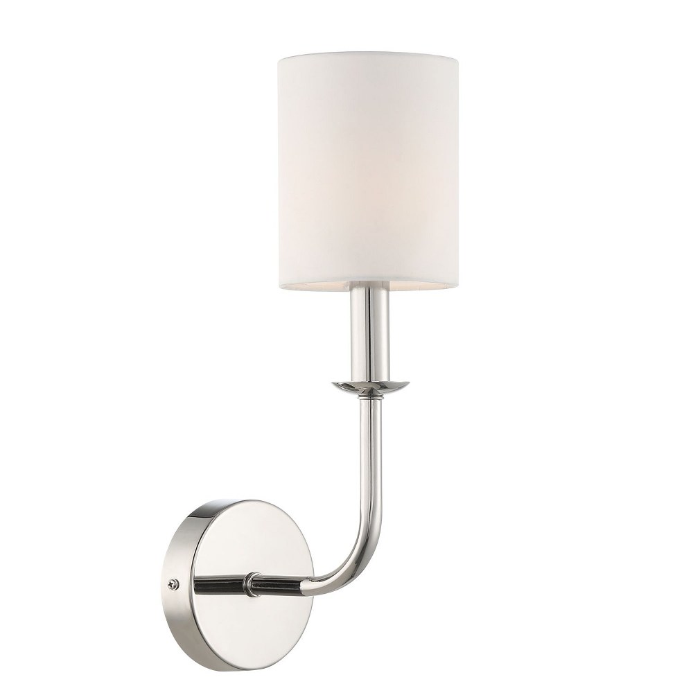 Crystorama Lighting-BAI-A2101-PN-Bailey - 1 Light Wall Mount Polished Nickel  Aged Brass Finish with Silk Shade